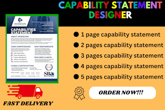 design unique government, capability statement and business capability statement