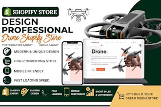 design stunning drone shopify store, photographer gadget shopify store website