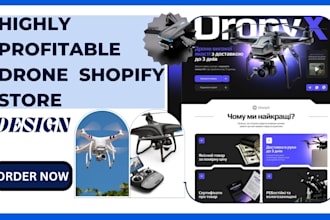 design stunning drone shopify store, photographer gadget shopify store website
