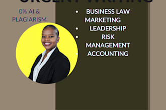 do business law, marketing, leadership, risk management, accounting assignment