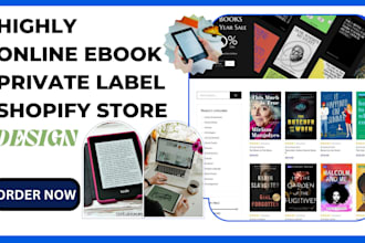 design private label online ebook shopify store, online courses store