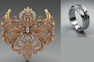 do 3d jewelry design, 3d ring, necklace 3d pendant, bracelet,stl for 3d printing