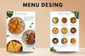 design stylish menu with prices for restaurants, bars or food trucks