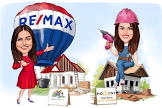make a real estate caricature, realtor business caricature