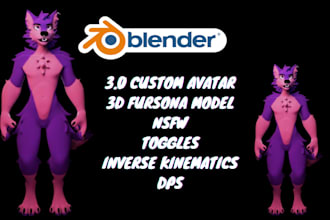 create custom vrchat avatar 3d furry rigged fursona vrc vr character model nsfw