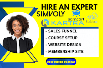 website design, salesfunnel in thrivecart, samcart, simvoly, clickfunnel, kartra