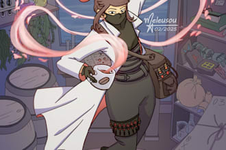 draw your character or avatar in a simple cel shading style