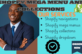 add mega menu and dropdown menu to your shopify store