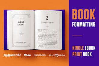 do book formatting, layout design for kindle, KDP, and print