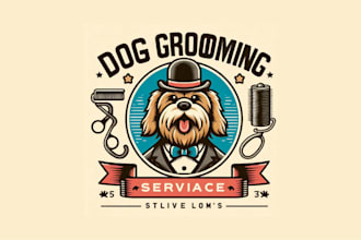 do dog grooming mascot logo perfect for your company