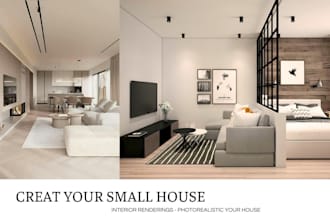 creat studio apartment, tiny home, small house interior design