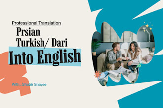translate english to dari, turkish and pashto