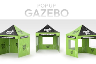 do printed pop up gazebo 3d mockup for event