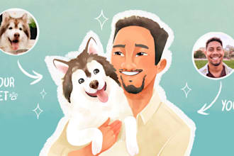 draw a custom portrait of your pet with you or your family