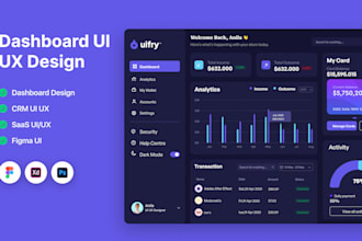 do professional dashboard UI UX, CRM, and saas design in figma