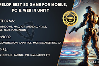 develop best 3d game for mobile, PC and web