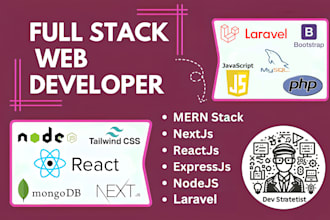 develop backend api, full stack app with node, express, nest js, laravel, mern