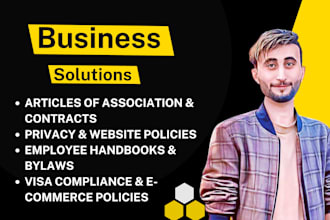 write terms of service, nda, business policy, visa, startup documents