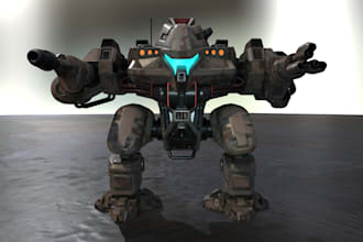 sketch 3d realistic sci fi mech, 3d realistic sci fi mech animation