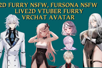 do furry character fursona vtuber furry avatar oc fnaf rig live2d in anime style