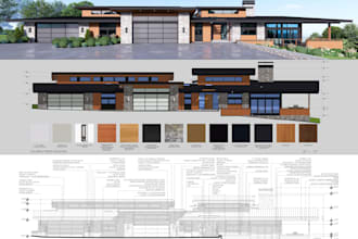 create elevation, facade for any building, area up to 9,000 sqft, in any country