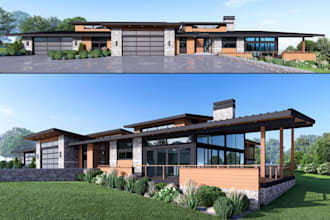 create elevation, facade for any building, area up to 9,000 sqft, in any country