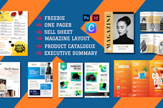 design product catalog, magazine brochure catalogue sale sheet executive summary