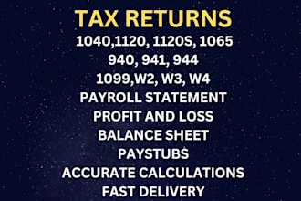 do tax returns 1040 1120 w2 US tax return forms