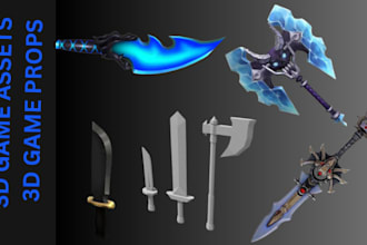 model and texture realistic stylized 3d game assets, 3d game props, 3d weapon
