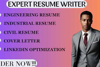 write engineer, mechanical, industrial, civil resume, cover letter and linkedin