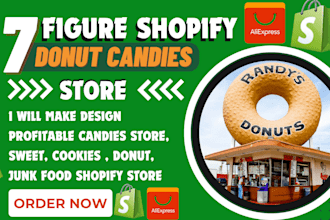 design profitable candies store, sweet, cookies , donut, junk food shopify store