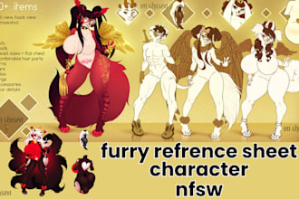 draw 2d anthro furry anime reference sheet furry fursona character furry nsfw