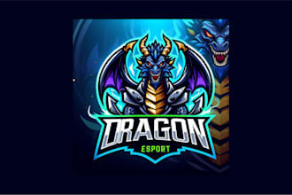 do dragon esport mascot logo for your company in just 2 day