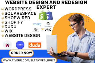 design wordpress duda shopwired godaddy webflow shopify squarespace wix website