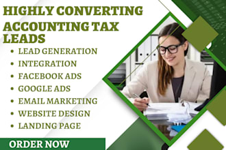 generate hot accounting tax leads book keeping landing page tax website via fb