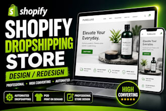 design,redesign shopify pod store with printful and automation