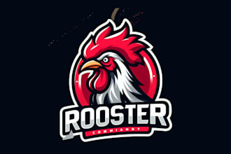 design eye catchy rooster mascot logo with super color
