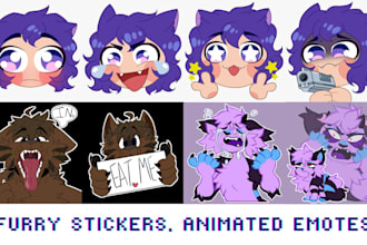 furry telegram crypto discord twitch stickers and emotes, badges with emoticons