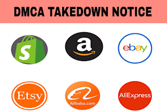 takedown report copyright products amazon,shopify,etsy,ebay,alibaba under dmca