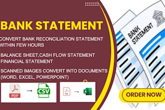 convert pdf bank statement to csv, excel, profit and loss