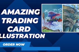 create custom amazing trading card collectible card game illustrations