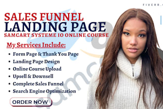 do samcart systeme io sales funnel, landing page, online course sales funnel