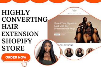 design 7figure hair website hair extension shopify store hair extension website