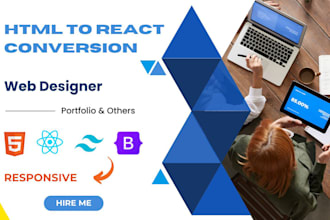 convert your HTML static page into a modern react web design