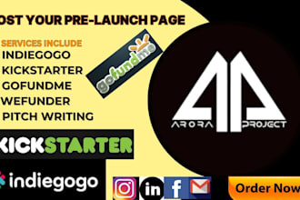 create prelaunch pages for kickstarter and indiegogo