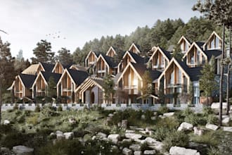 create realistic 3d architectural render for exterior design