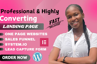design one page website wordpress landing page, elementor lead capture page