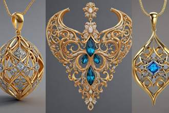 create a 3d cad jewelry design rings cad and realistic rendering for 3d printing