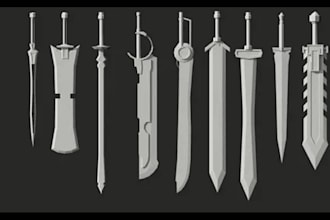 create 3d weapons, swords, shields with any style for your game