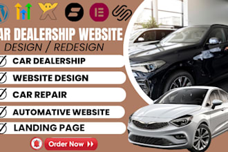 design automative website, car dealership website, auto part, car wash